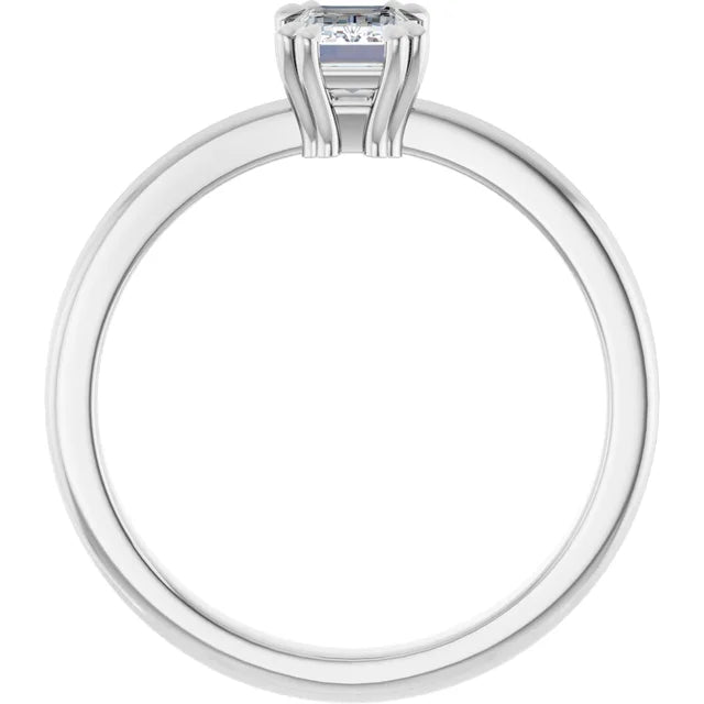 14K White Gold 0.72 CTW Emerald Cut Solitaire Diamond Engagement Ring-diamondnetjewellery