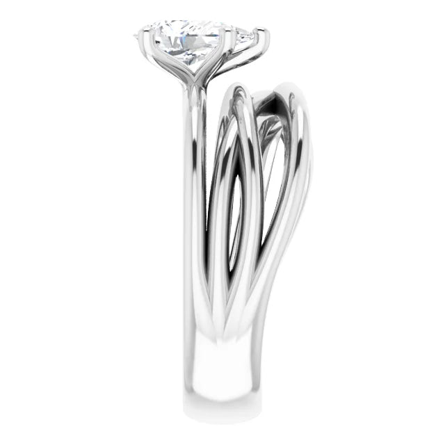 14K White Gold 0.73 CTW Pear Multi Strand Lab Grown Diamond Engagement Ring