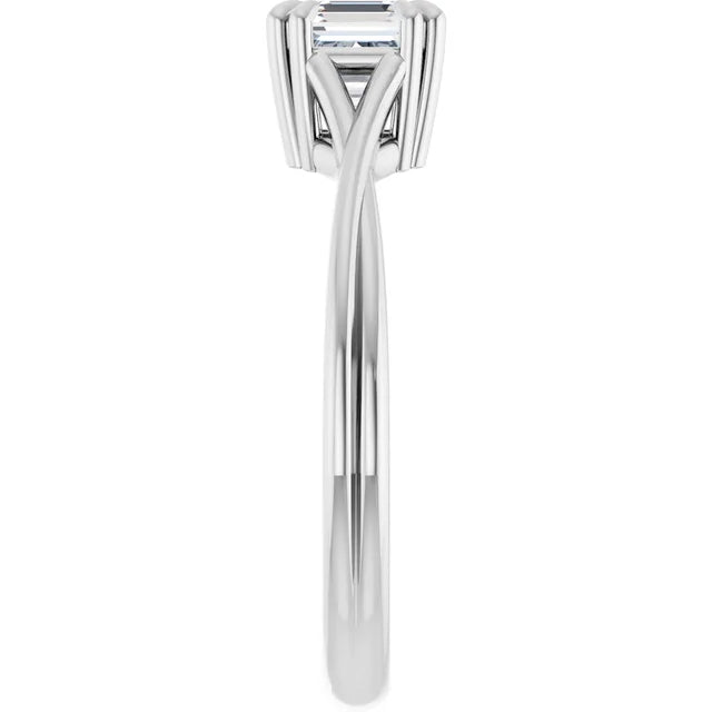 14K White Gold 0.70 CTW Asscher Double Claw-Prong Diamond Engagement Ring