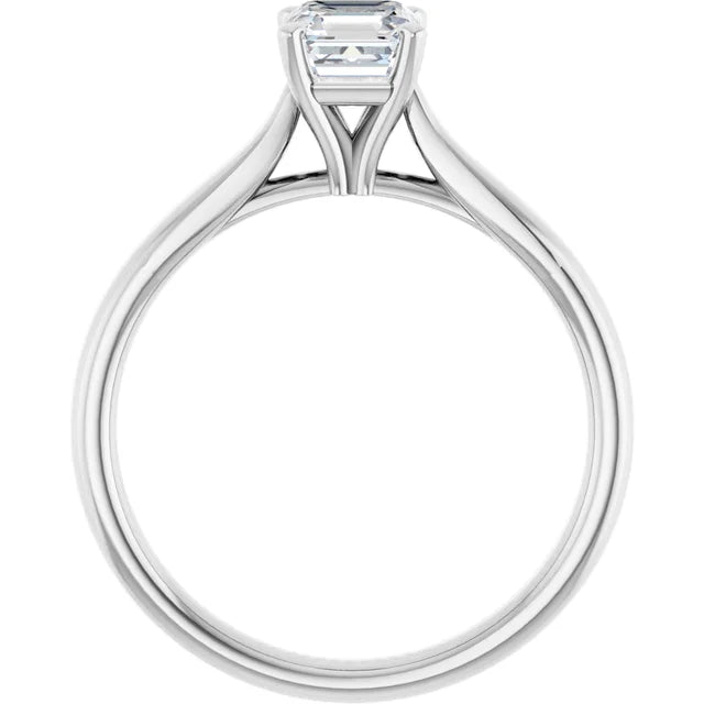 14K White Gold 0.71 CTW Asscher Solitaire Diamond Engagement Ring