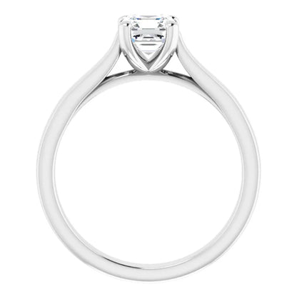 14K White Gold 0.70 CTW Asscher Sleek Shank Diamond Engagement Ring