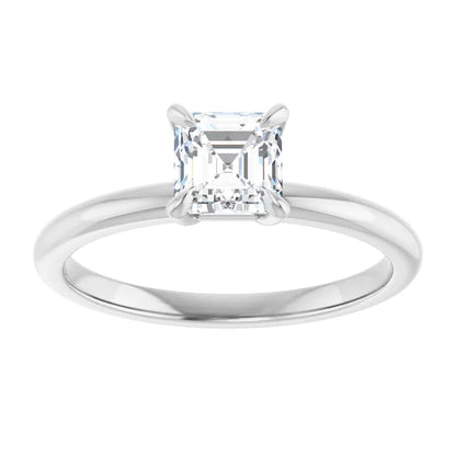 14K White Gold 0.70 CTW Asscher Solitaire Diamond Engagement Ring