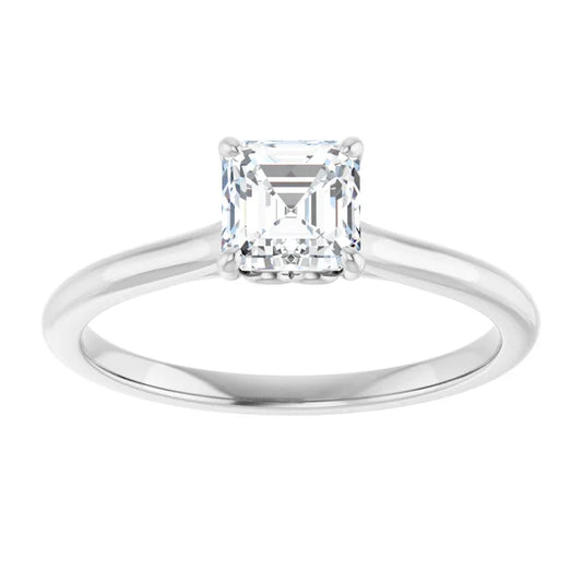 14K White Gold 0.71 CTW Asscher Solitaire Diamond Engagement Ring