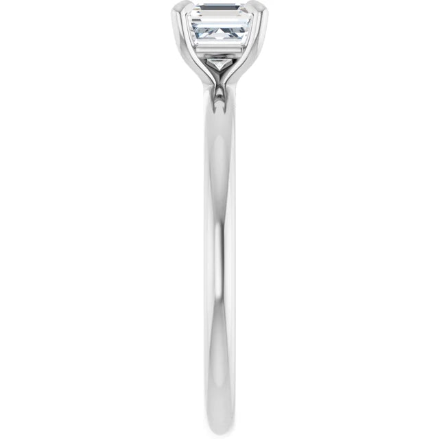 14K White Gold 0.70 CTW Asscher Solitaire Diamond Engagement Ring
