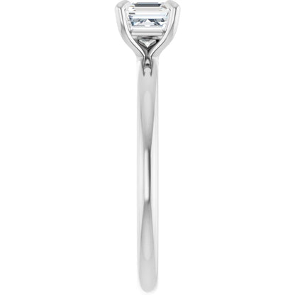 14K White Gold 0.70 CTW Asscher Solitaire Diamond Engagement Ring