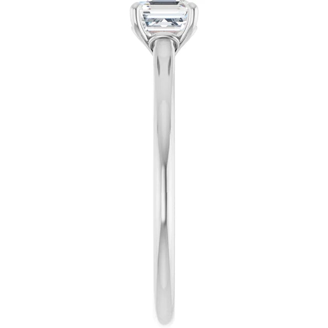 14K White Gold 0.71 CTW Asscher Solitaire Diamond Engagement Ring-diamondnetjewellery