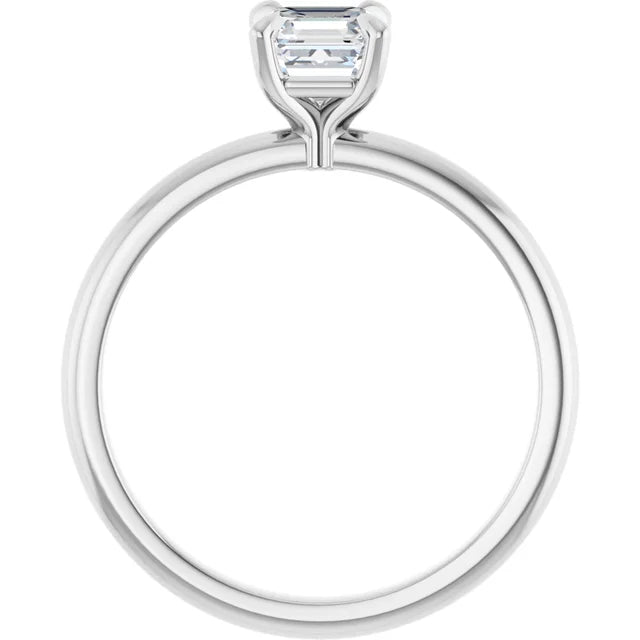14K White Gold 0.70 CTW Asscher Solitaire Diamond Engagement Ring