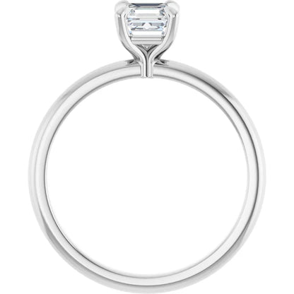 14K White Gold 0.70 CTW Asscher Solitaire Diamond Engagement Ring