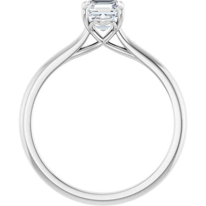 14K White Gold 0.71 CTW Asscher Solitaire Diamond Engagement Ring-diamondnetjewellery