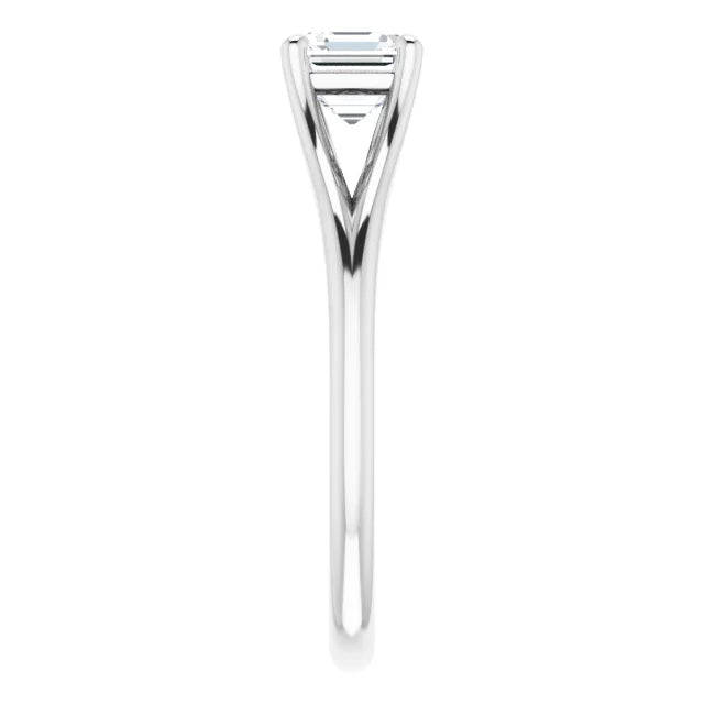 14K White Gold 1.20 CTW Asscher Split-Shank Diamond Engagement Ring