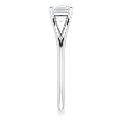 14K White Gold 1.20 CTW Asscher Split-Shank Diamond Engagement Ring