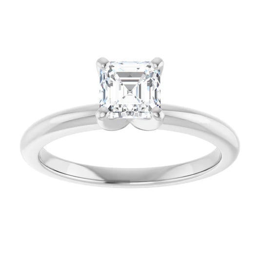 14K White Gold 0.70 CTW Asscher Standard-Prong Solitaire Diamond Engagement Ring
