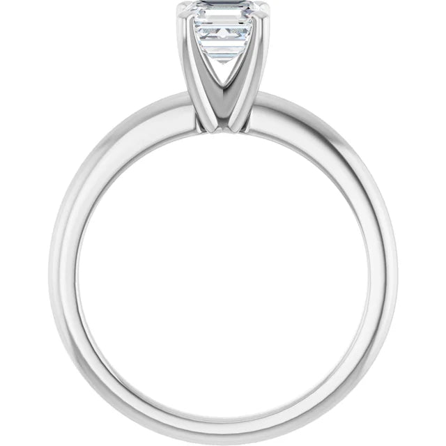 14K White Gold 0.70 CTW Asscher Standard-Prong Solitaire Diamond Engagement Ring-diamondnetjewellery