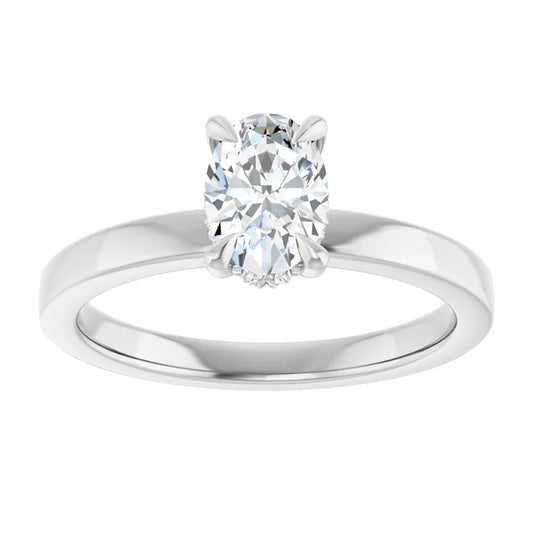14K White Gold 0.75 CTW Oval Halo Diamond Engagement Ring