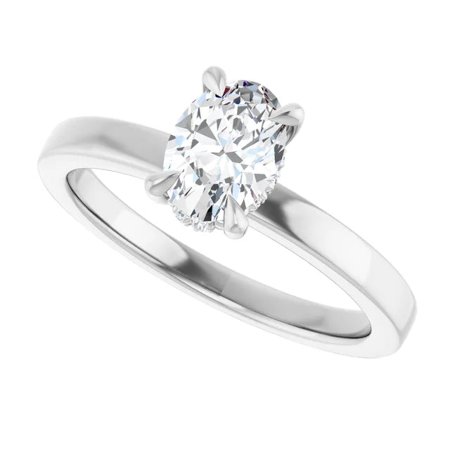 14K White Gold 0.75 CTW Oval Halo Diamond Engagement Ring