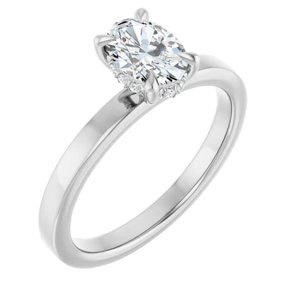 14K White Gold 0.75 CTW Oval Halo Diamond Engagement Ring