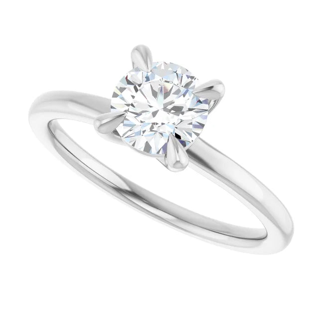 14K White Gold 0.70 CTW Round Solitaire Diamond Engagement Ring