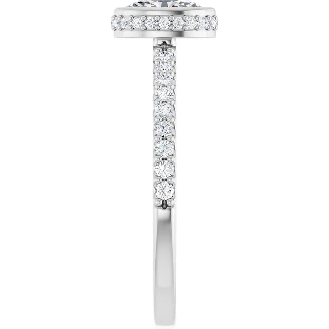 14K White Gold 0.76 CTW Oval Bezel Set Pavé Lab Grown Diamond Engagement Ring