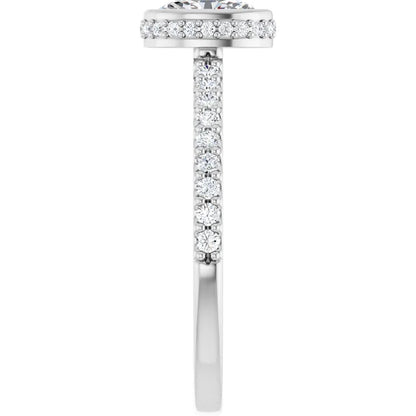 14K White Gold 0.76 CTW Oval Bezel Set Pavé Lab Grown Diamond Engagement Ring
