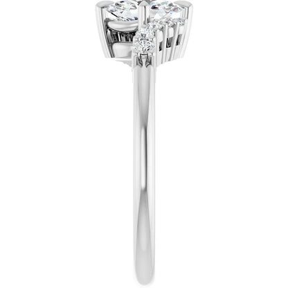 14K White Gold 0.78 CTW Oval Bypass Pavé Lab Grown Diamond Engagement Ring