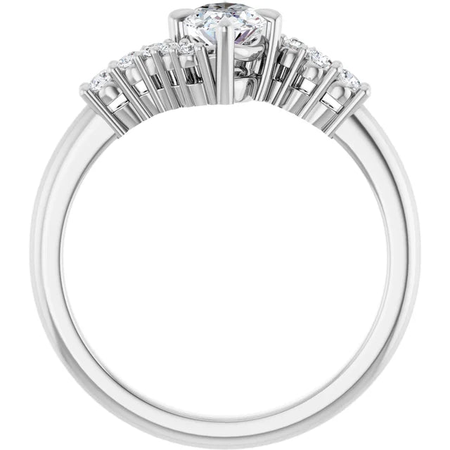14K White Gold 0.78 CTW Oval Bypass Pavé Lab Grown Diamond Engagement Ring