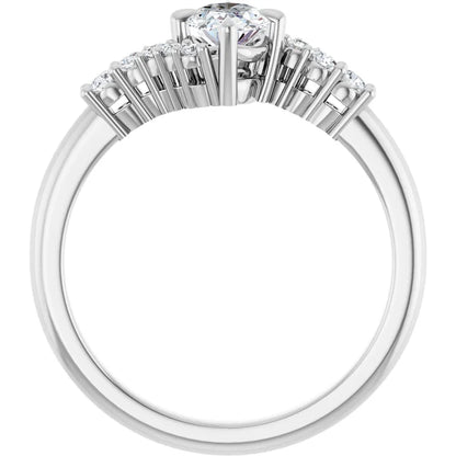14K White Gold 0.78 CTW Oval Bypass Pavé Lab Grown Diamond Engagement Ring