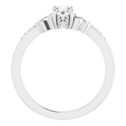 14K White Gold 0.78 CTW Oval Vintage Filigree Pavé Lab Grown Diamond Engagement Ring