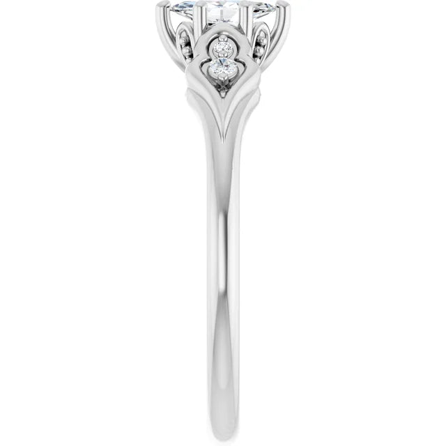 14K White Gold 0.79 CTW Marquise Cut Side Stone Diamond Engagement Ring-diamondnetjewellery