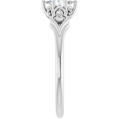 14K White Gold 0.79 CTW Marquise Cut Side Stone Diamond Engagement Ring-diamondnetjewellery