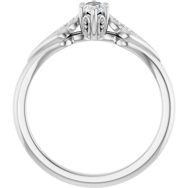 14K White Gold 0.79 CTW Marquise Cut Side Stone Diamond Engagement Ring-diamondnetjewellery
