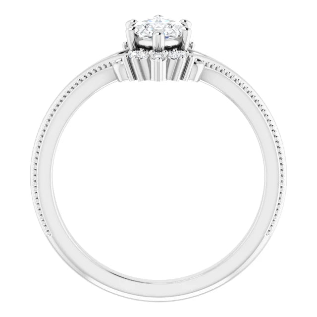 14K White Gold 0.80 CTW Marquise Halo Pavé Lab Grown Diamond Engagement Ring