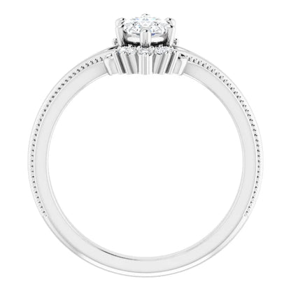 14K White Gold 0.80 CTW Marquise Halo Pavé Lab Grown Diamond Engagement Ring