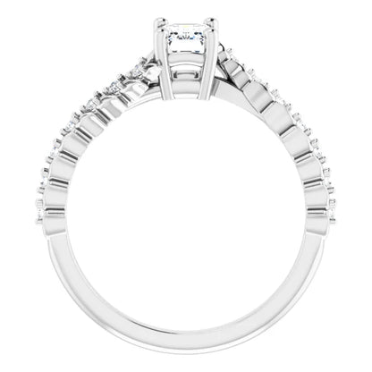 14K White Gold 0.82 CTW Emerald Cut Diamond Modern Engagement Ring with Twisted Shank-diamondnetjewellery