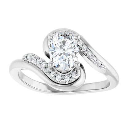 14K White Gold 0.83 CTW Oval Pavé Wave Lab Grown Diamond Engagement Ring