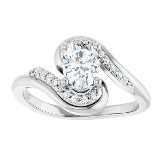 14K White Gold 0.83 CTW Oval Pavé Wave Lab Grown Diamond Engagement Ring