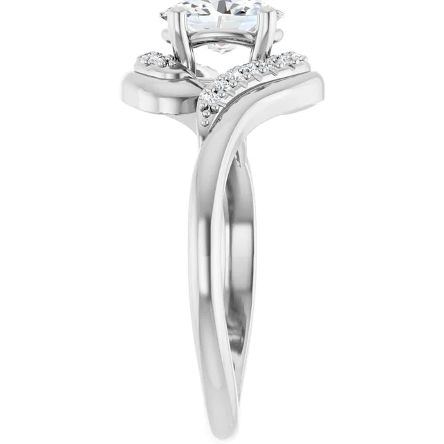 14K White Gold 0.83 CTW Oval Pavé Wave Lab Grown Diamond Engagement Ring
