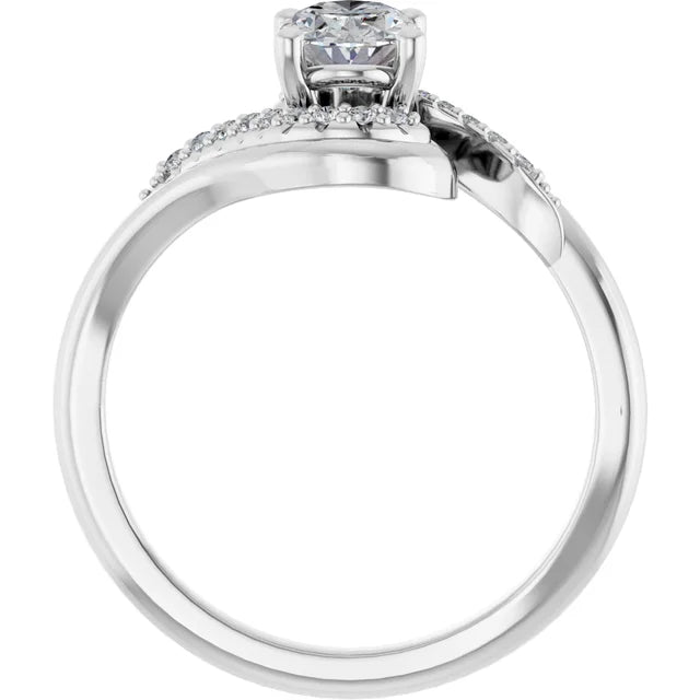 14K White Gold 0.83 CTW Oval Pavé Wave Lab Grown Diamond Engagement Ring