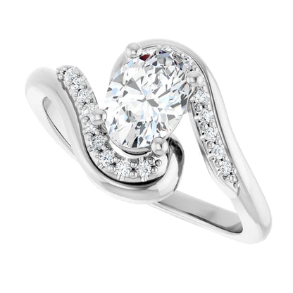 14K White Gold 0.83 CTW Oval Pavé Wave Lab Grown Diamond Engagement Ring