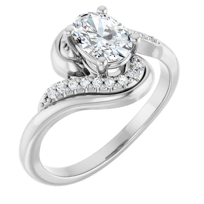 14K White Gold 0.83 CTW Oval Pavé Wave Lab Grown Diamond Engagement Ring