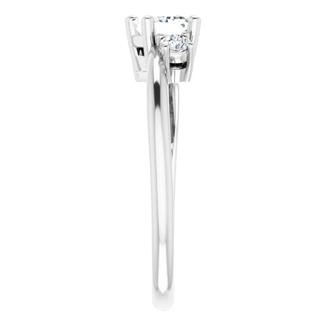 14K White Gold 0.84 CTW Emerald Cut Three Stone Diamond Engagement Ring-diamondnetjewellery