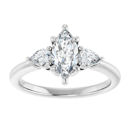 14K White Gold 0.84 CTW Marquise Three-Stone Lab Grown Diamond Engagement Ring