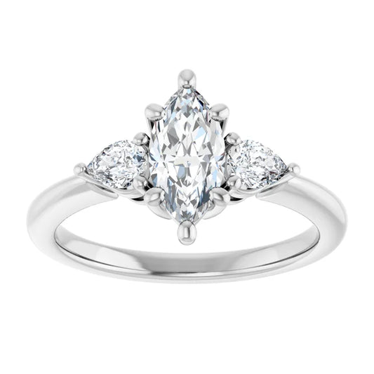 14K White Gold 0.84 CTW Marquise Three-Stone Lab Grown Diamond Engagement Ring