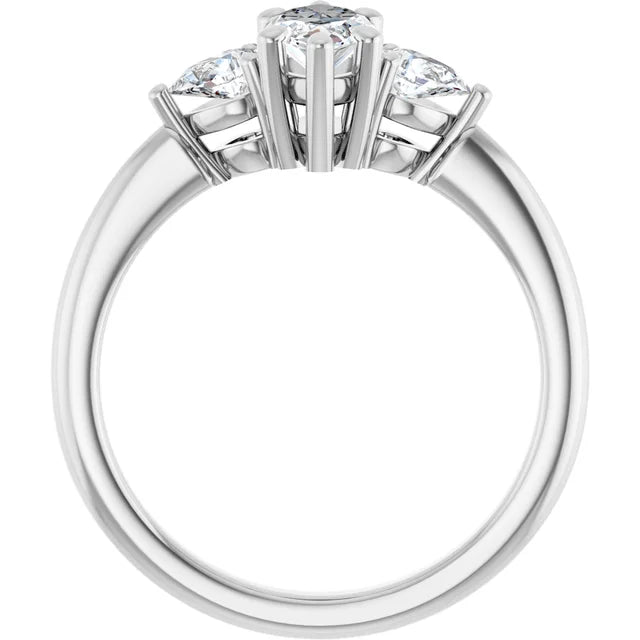 14K White Gold 0.84 CTW Marquise Three-Stone Lab Grown Diamond Engagement Ring