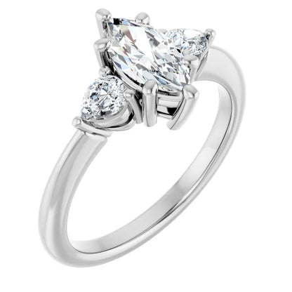 14K White Gold 0.84 CTW Marquise Three-Stone Lab Grown Diamond Engagement Ring