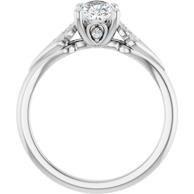 14K White Gold 0.84 CTW Pear Vintage Heart Motif Lab Grown Diamond Engagement Ring