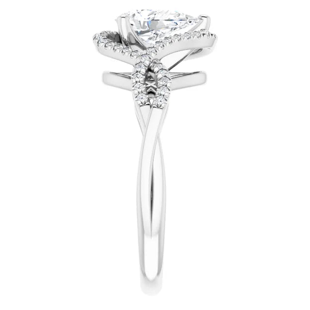 14K White Gold 0.86 CTW Pear Bypass Twisted Pavé Lab Grown Diamond Engagement Ring