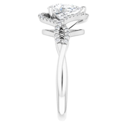 14K White Gold 0.86 CTW Pear Bypass Twisted Pavé Lab Grown Diamond Engagement Ring