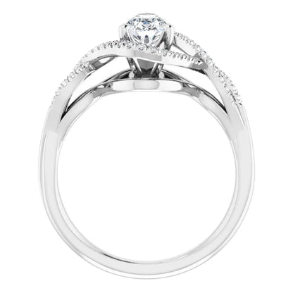 14K White Gold 0.86 CTW Pear Bypass Twisted Pavé Lab Grown Diamond Engagement Ring