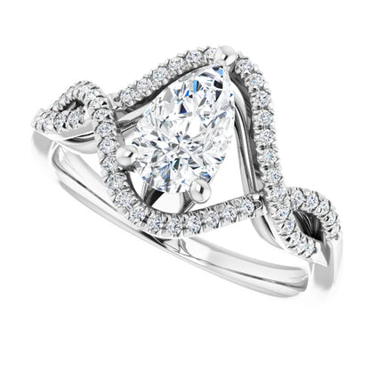 14K White Gold 0.86 CTW Pear Bypass Twisted Pavé Lab Grown Diamond Engagement Ring