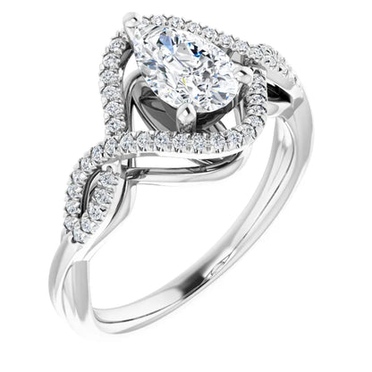 14K White Gold 0.86 CTW Pear Bypass Twisted Pavé Lab Grown Diamond Engagement Ring